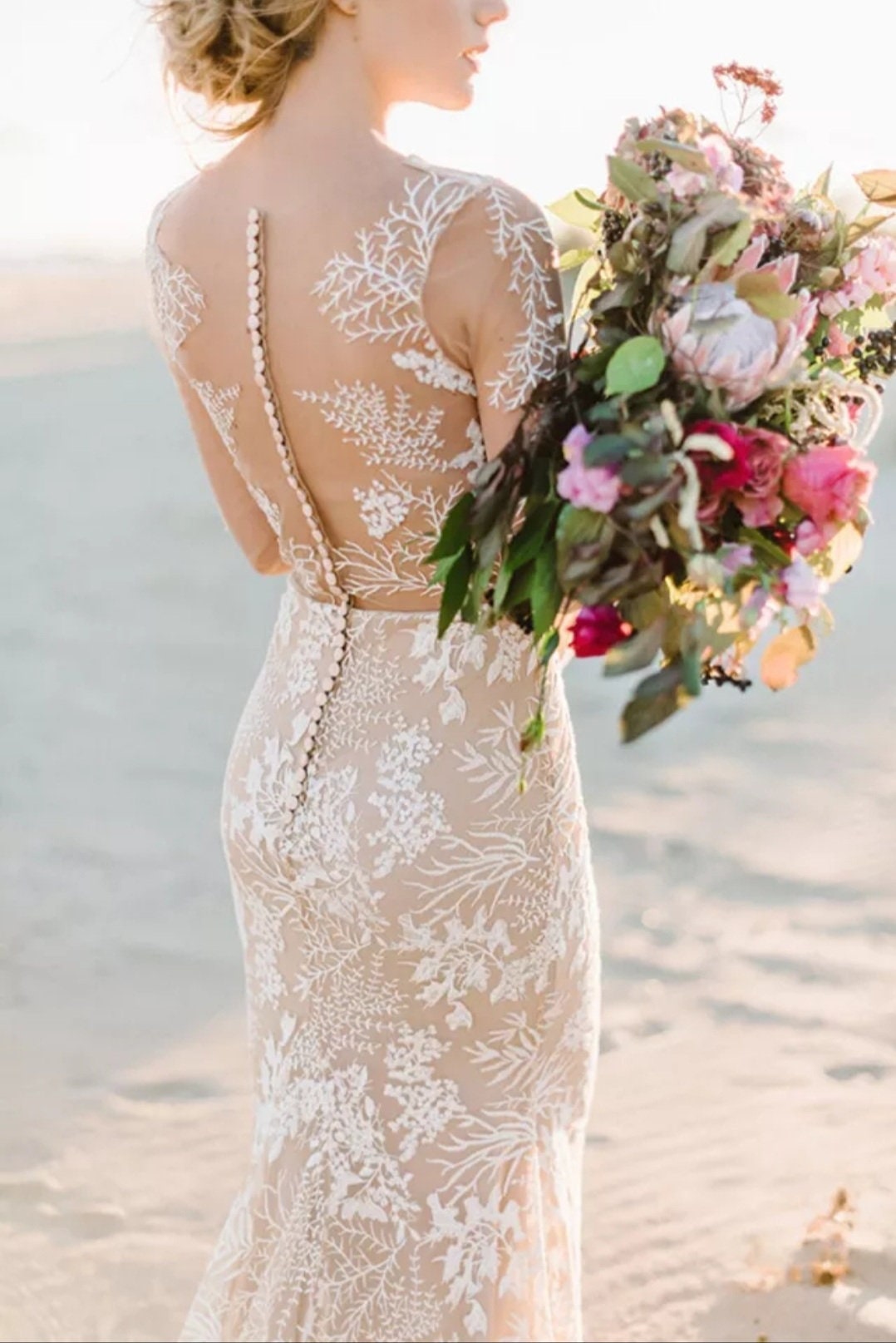 Delicate Lace Full Sleeve Gown