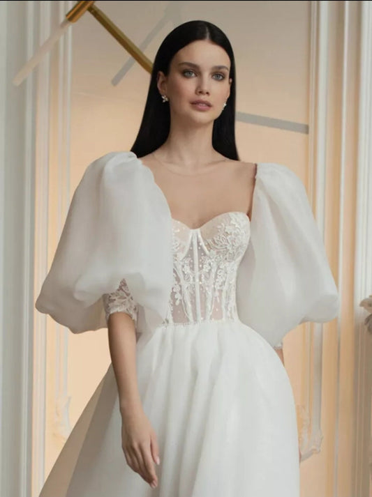 Detached Organza & Lace Peasant Half Sleeves