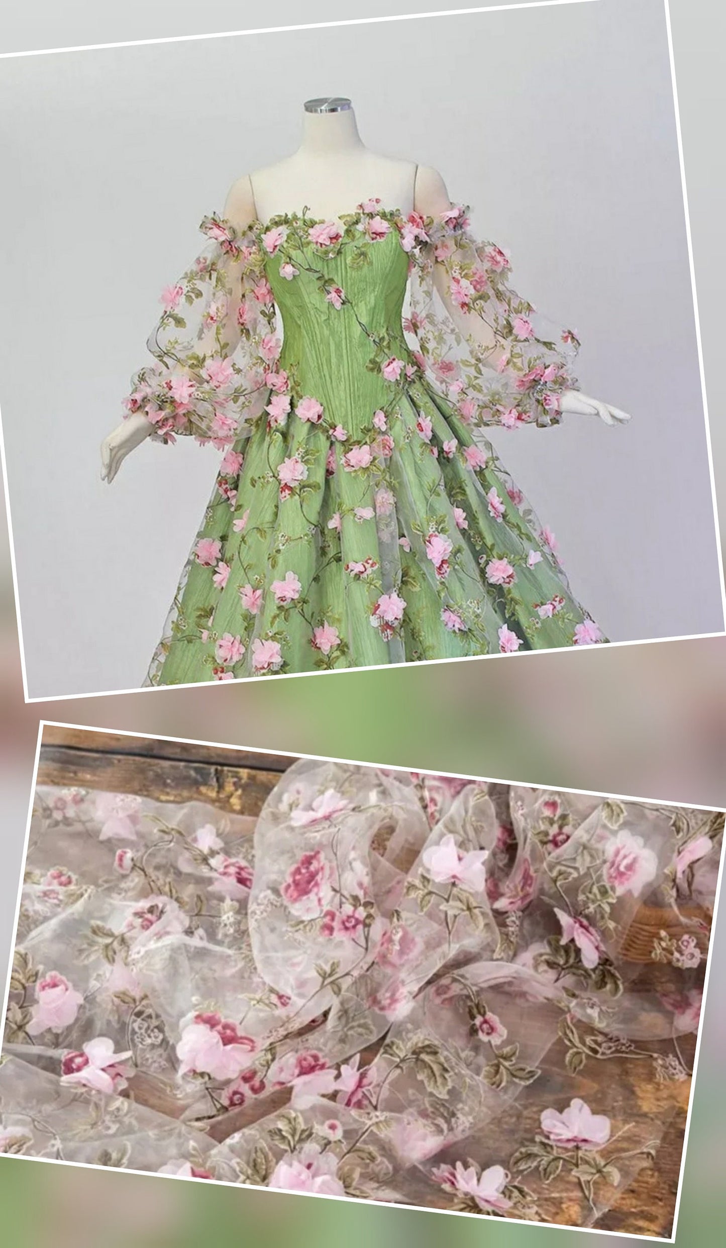 Detached 3D Delicate Floral Vine Sleeves