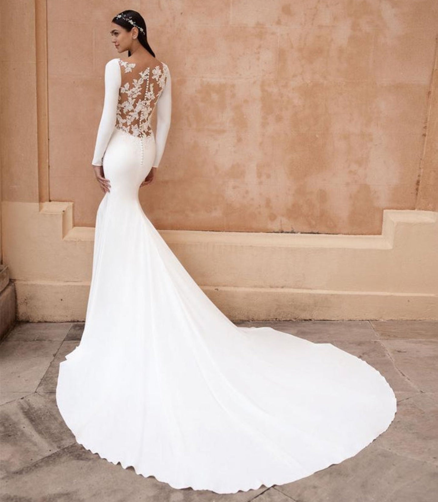 Illusion Full Lace Back Trumpet Gown