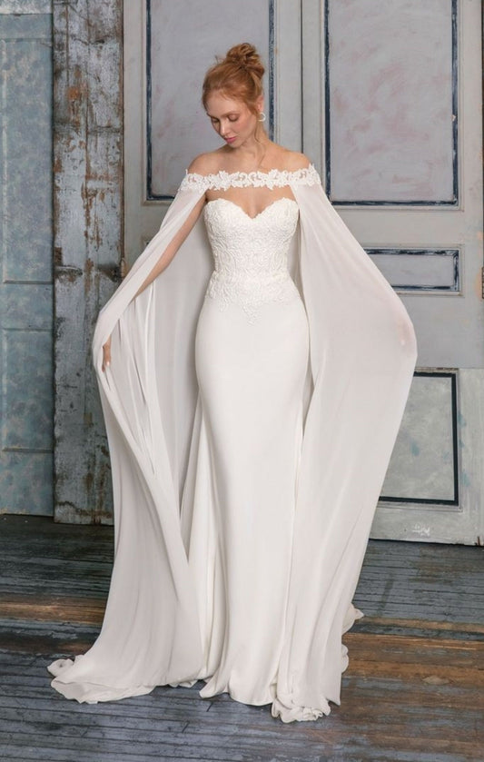 Chiffon & Lace Off The Shoulder Bridal Cape