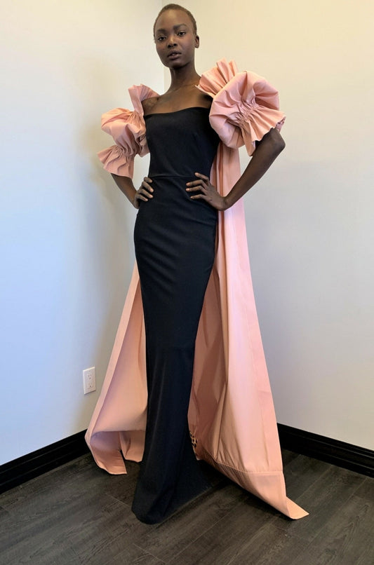 Ruched Pleated Puff Bridal Cape