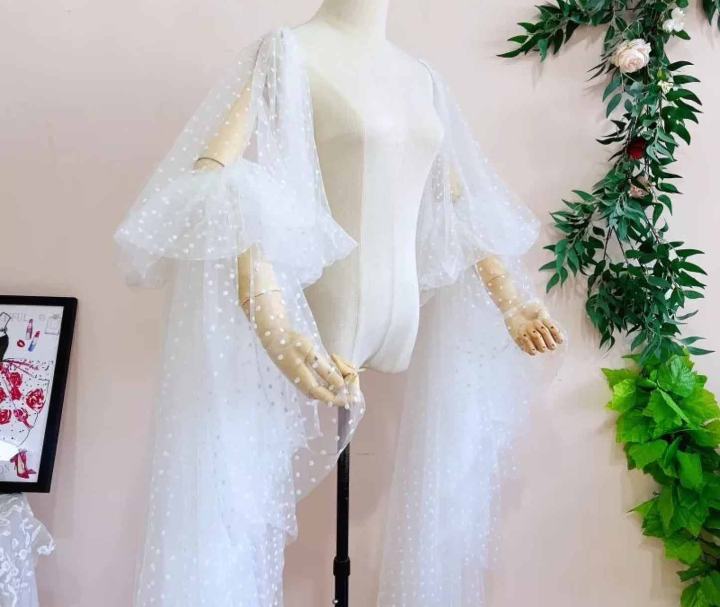 Detached Dotted Tulle Boho Billowing Sleeves