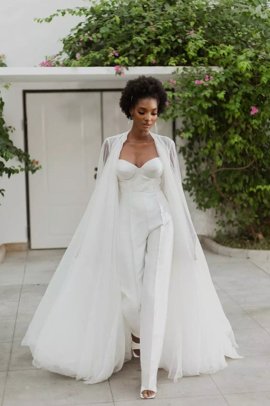 Flowing Floor Length Layered Tulle Bridal Jacket