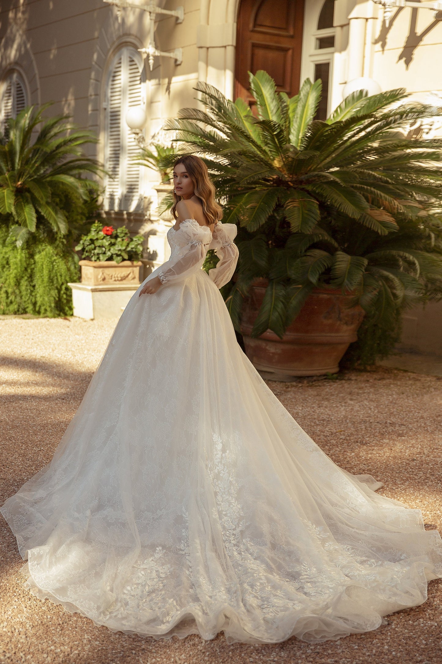 Strapless Delicate And Beautiful Lace Beaded Waistline Gown With Detached Sleeves