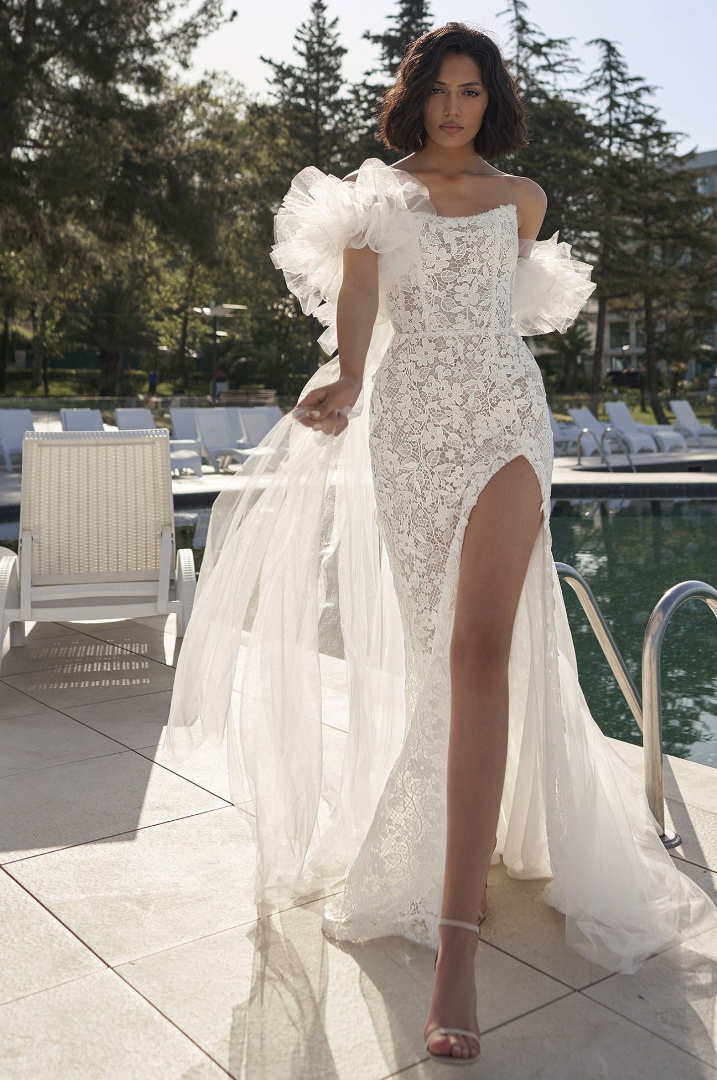 Ruffled Sleeve Bridal Jacket