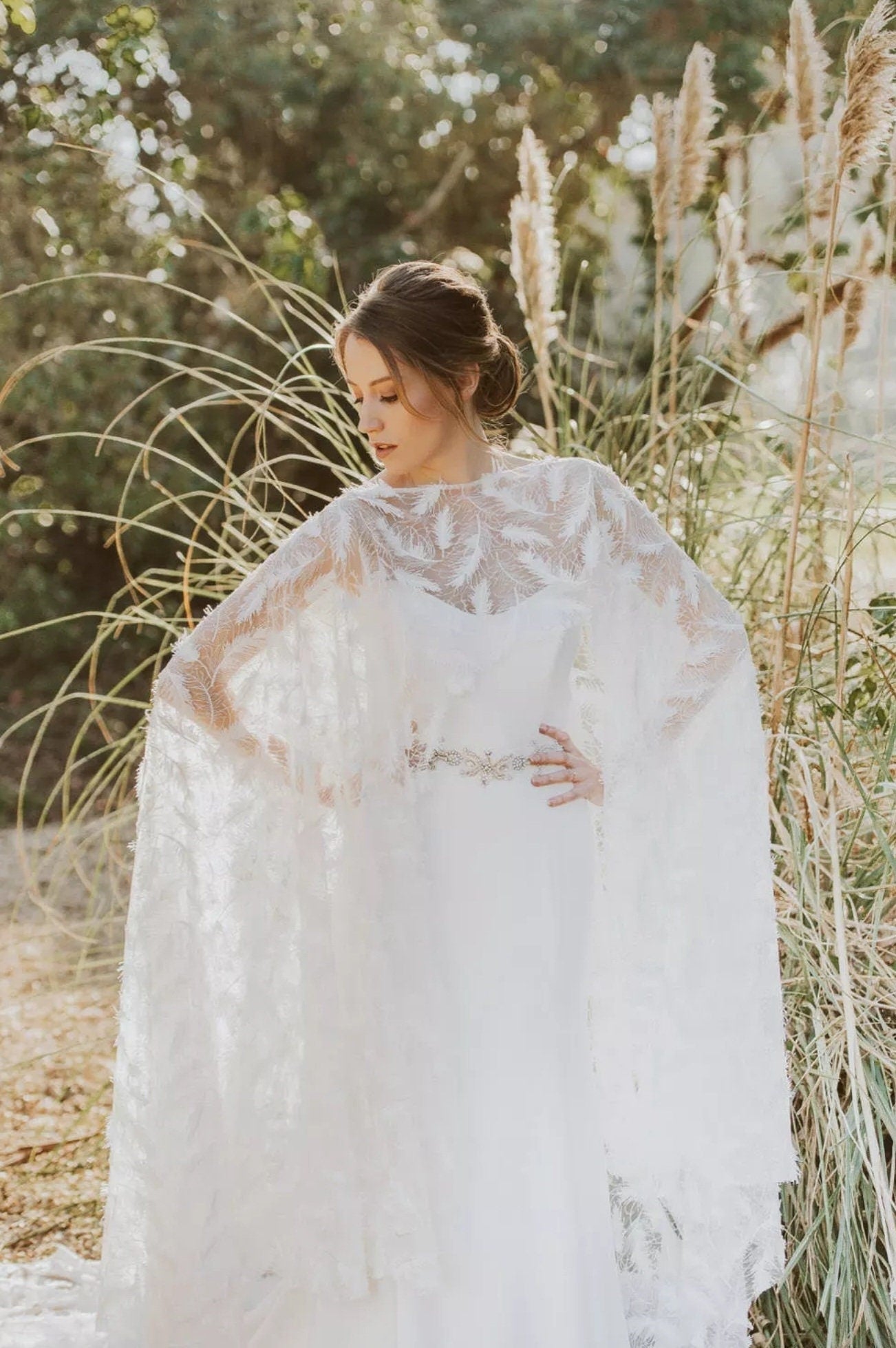 Delicate Full Feather Cape Bolero