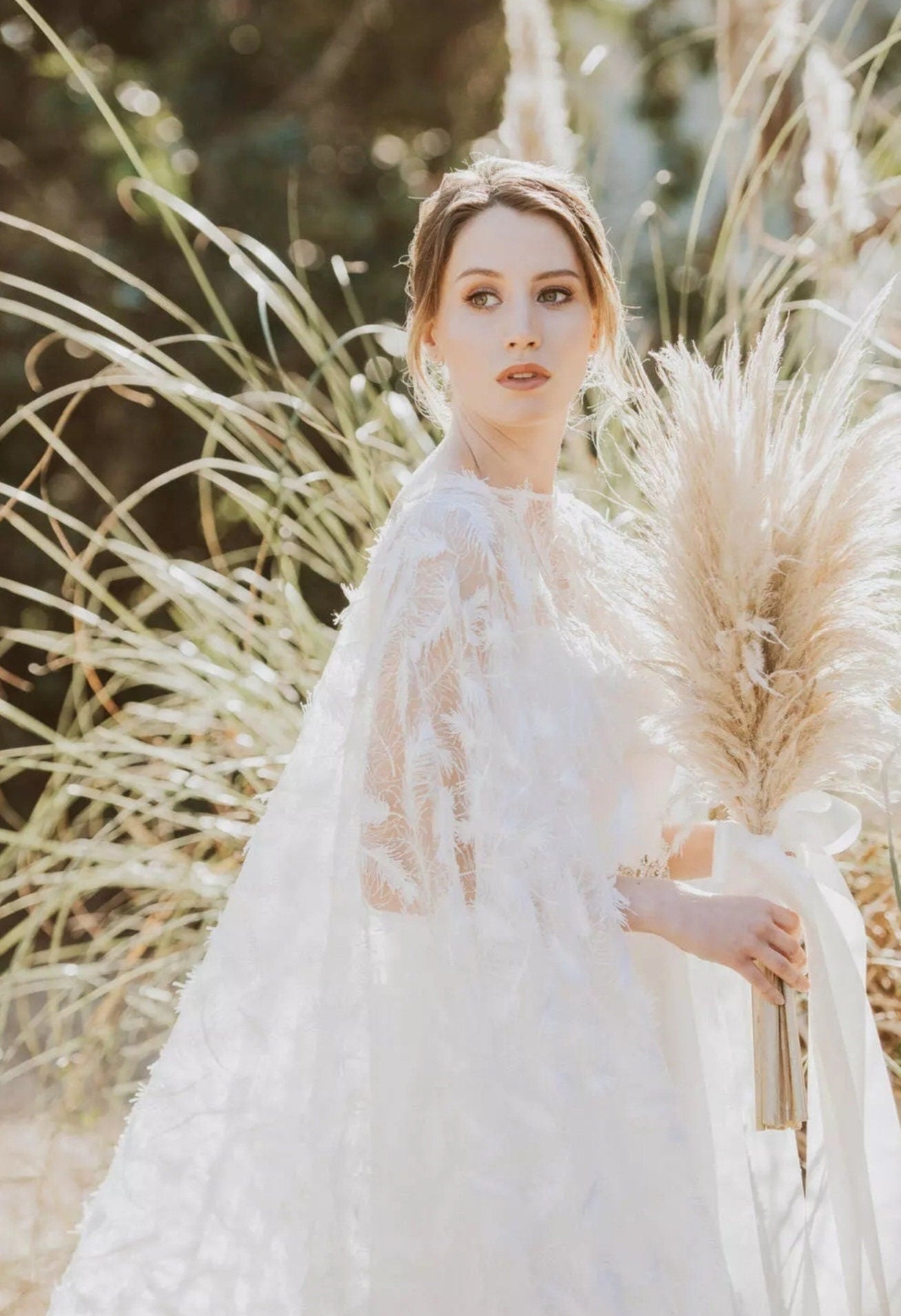Delicate Full Feather Cape Bolero