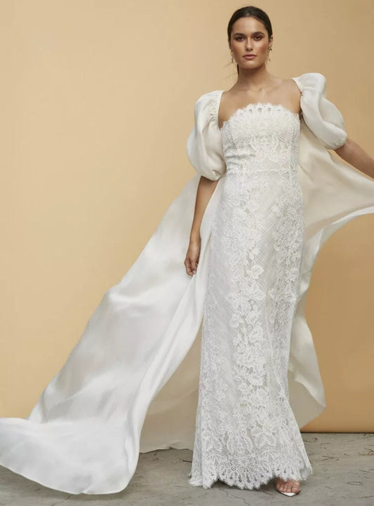 Satin Organza Bubble Cloud Sleeve Cape
