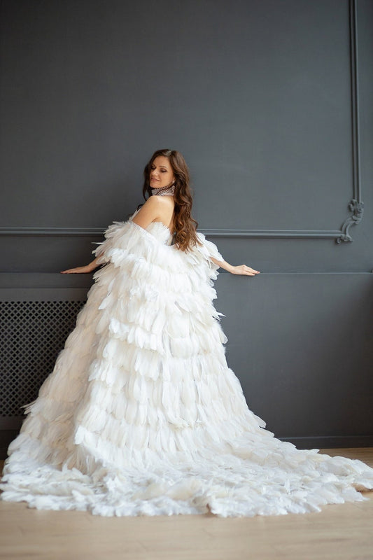 Short Sleeve Goose Feather Floor Length Jacket