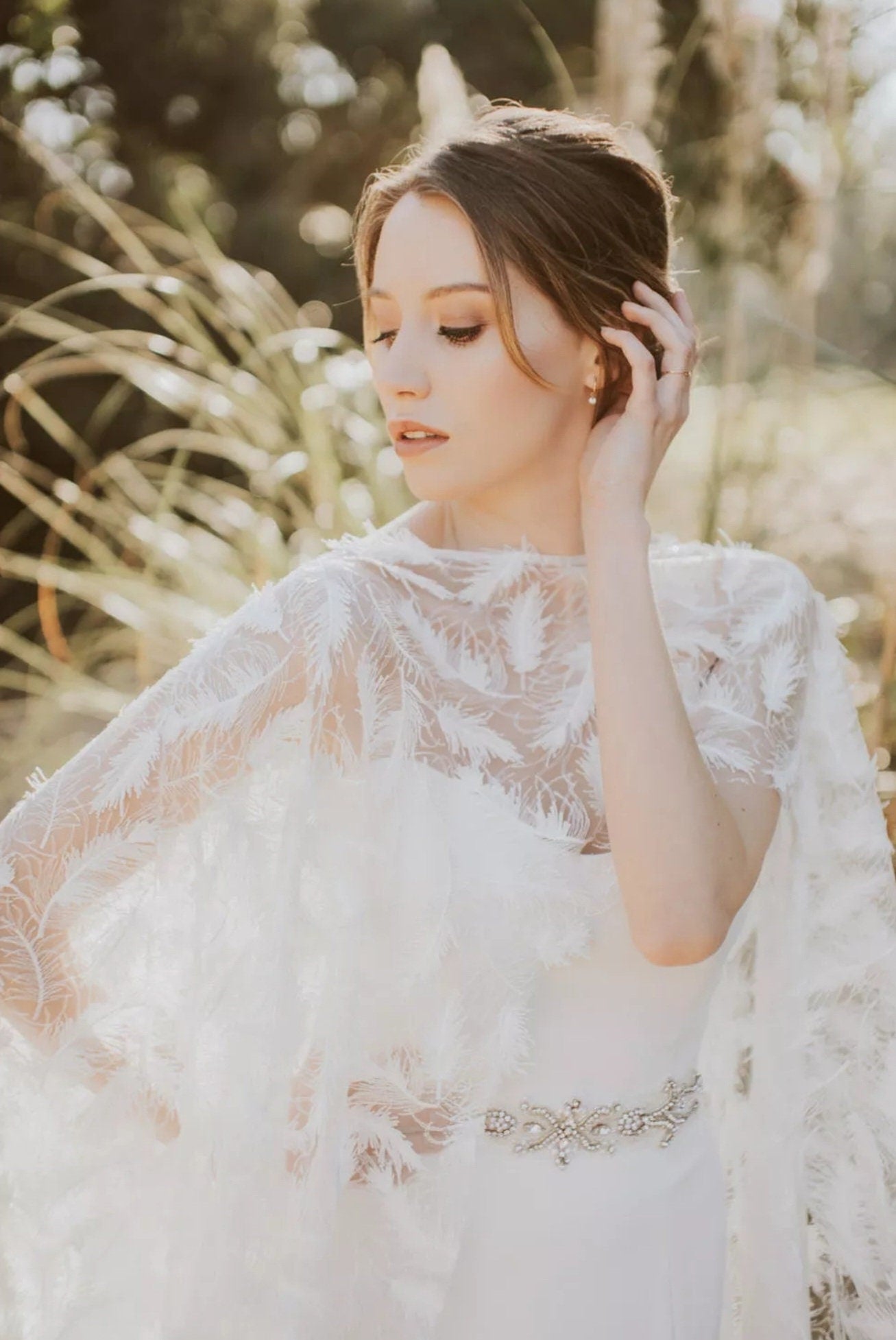 Delicate Full Feather Cape Bolero