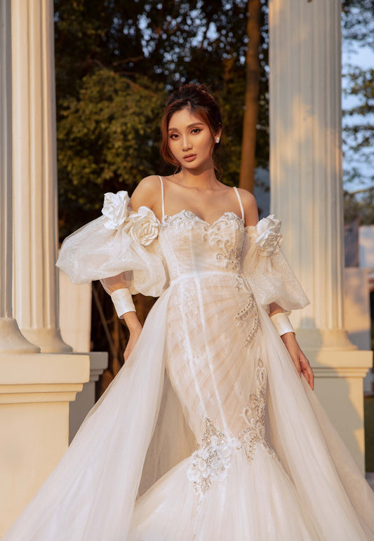Detached Shimmer & Floral Statement Bicep Sleeves