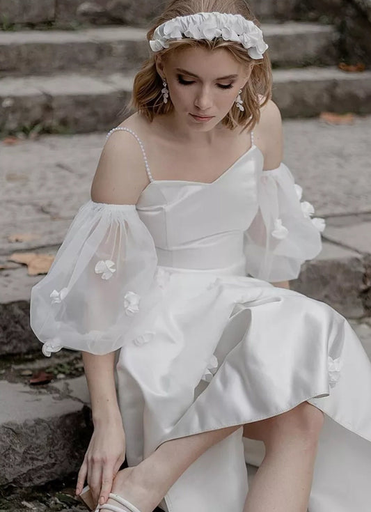 Detached Sheer Floral Cloud Puff Sleeves