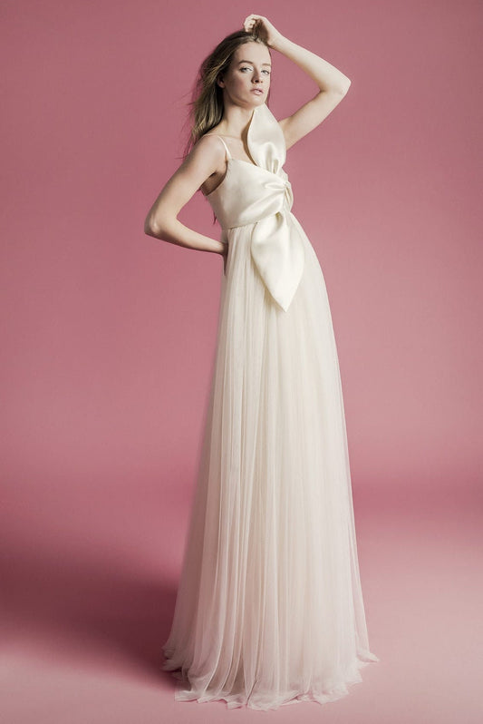 Sheath Irregular Sideways Knot Empire Waist Gown