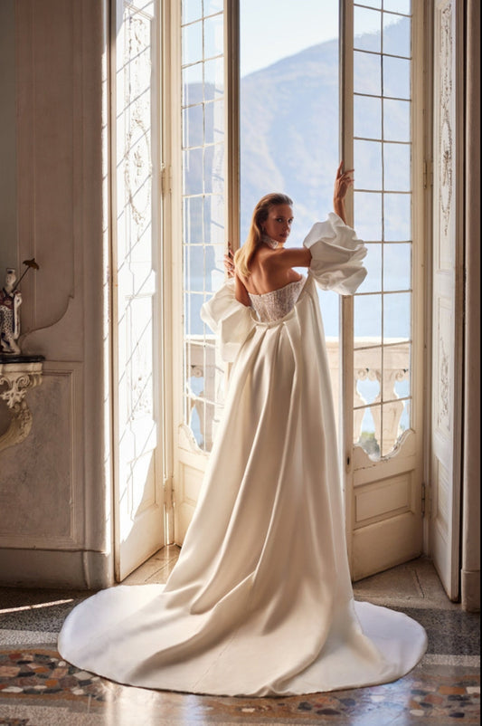 Mikado Cloud Sleeve Floor Length Bridal/Special Occasion Bolero Cape