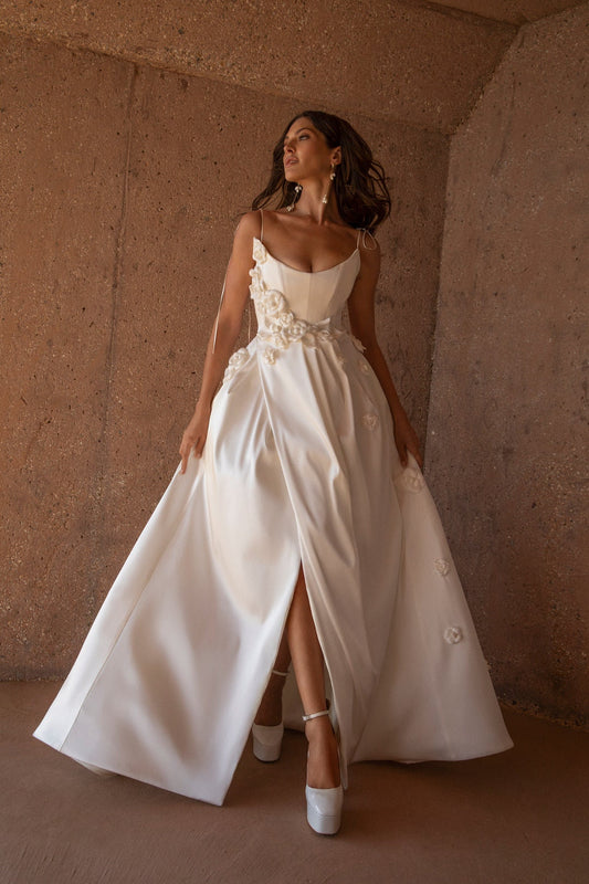 Spaghetti Strap Flowers In Bloom Gown