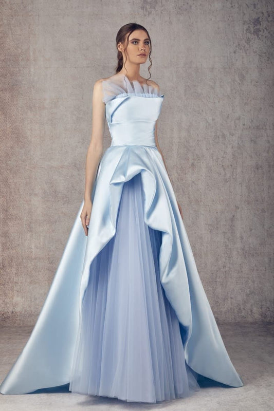Special Occasion Prom Frill Strapless Gown