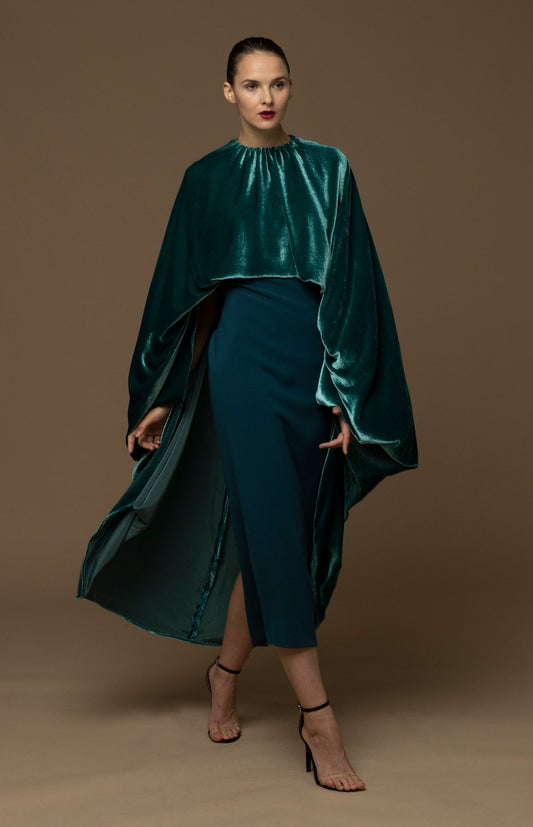 Velvet High Low Minimalist Bolero Cape