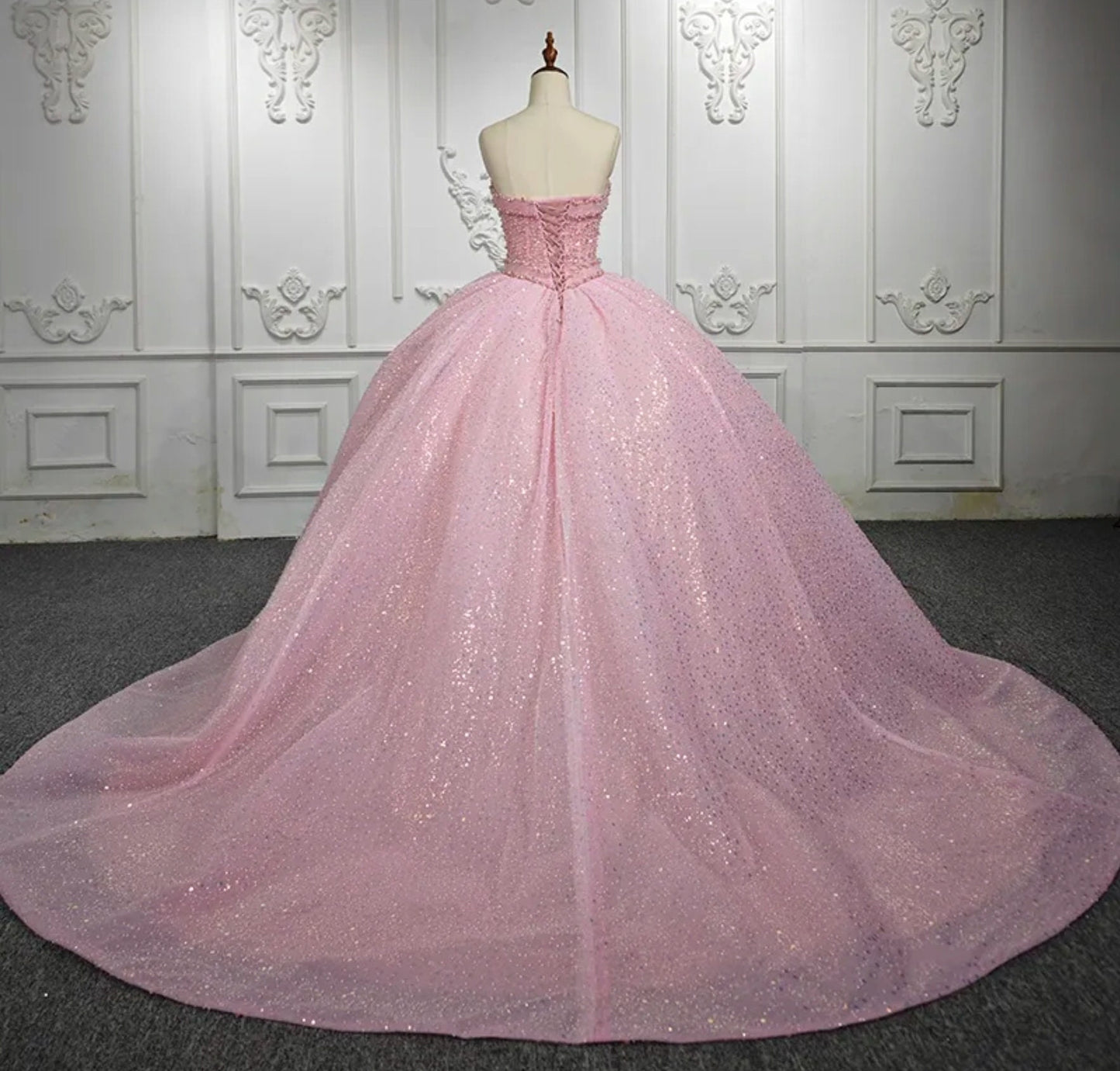 Pretty In Pink Beaded And Sequin Sweetheart Quinceañera Special Occasion Pageant Gala Party Event Gown