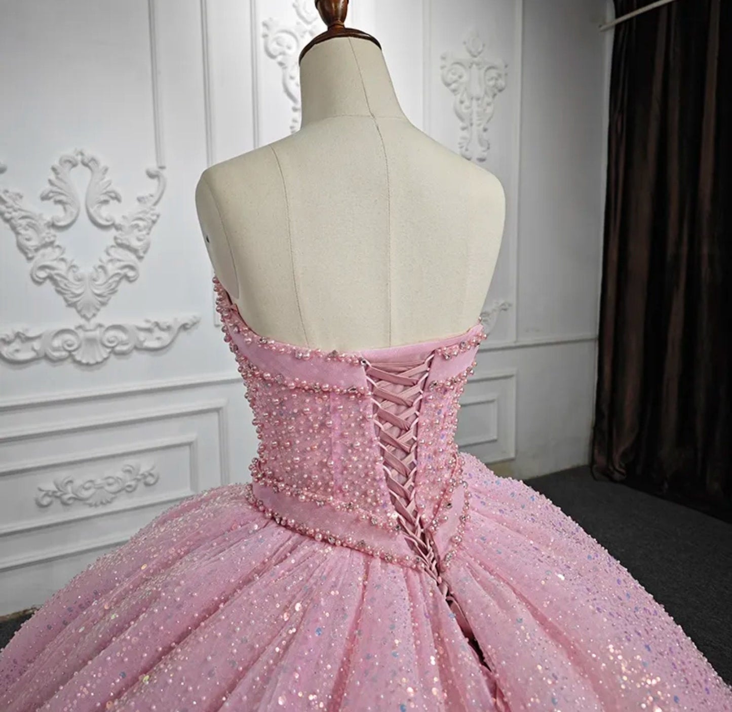 Pretty In Pink Beaded And Sequin Sweetheart Quinceañera Special Occasion Pageant Gala Party Event Gown