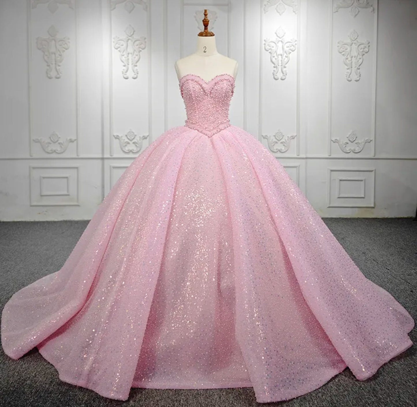 Pretty In Pink Beaded And Sequin Sweetheart Quinceañera Special Occasion Pageant Gala Party Event Gown