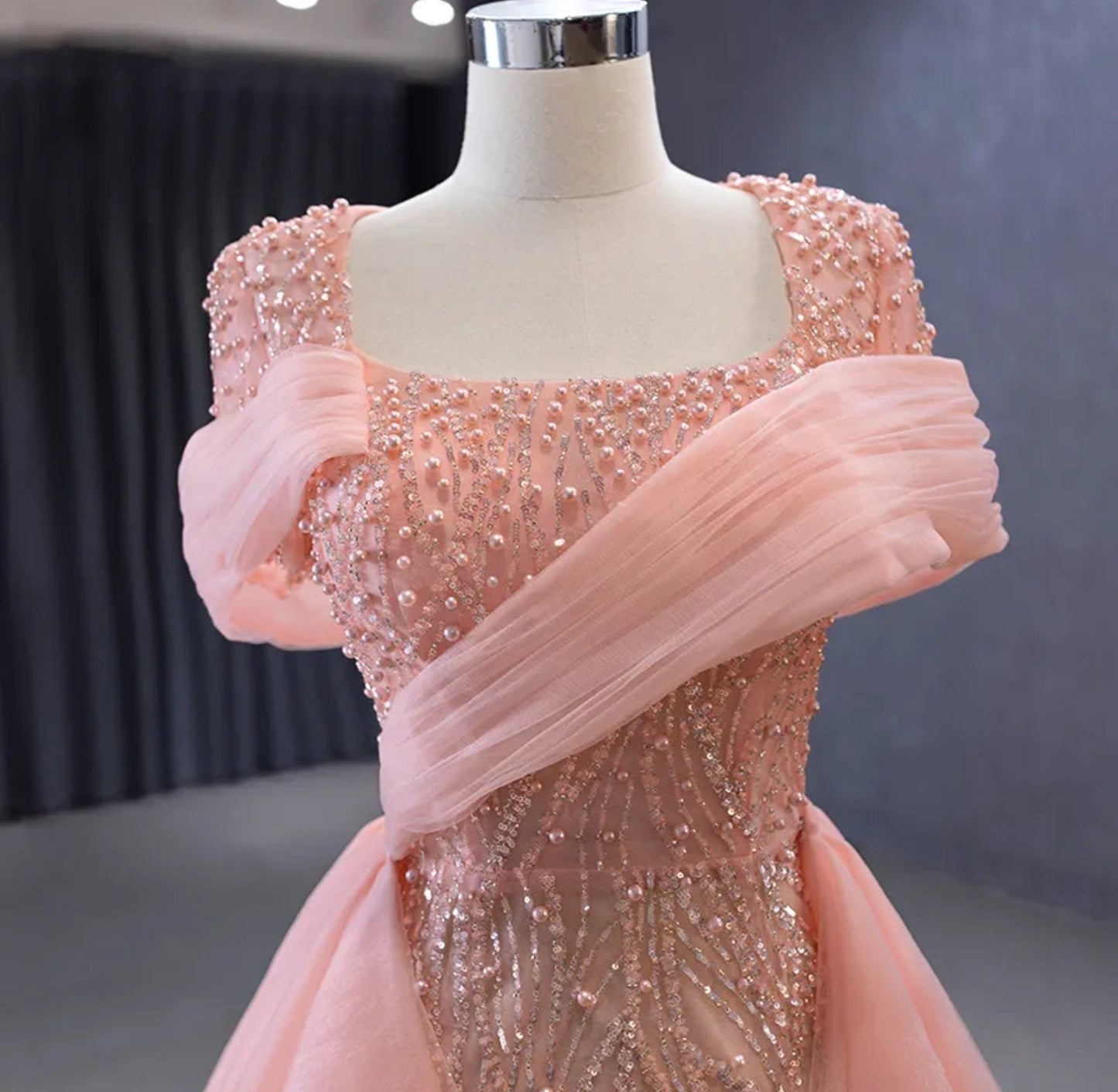 Mother Of The Bride Special Occasion Engagement Party Pearl Beaded Sequin 2 In 1 Sheath To Mermaid Gown