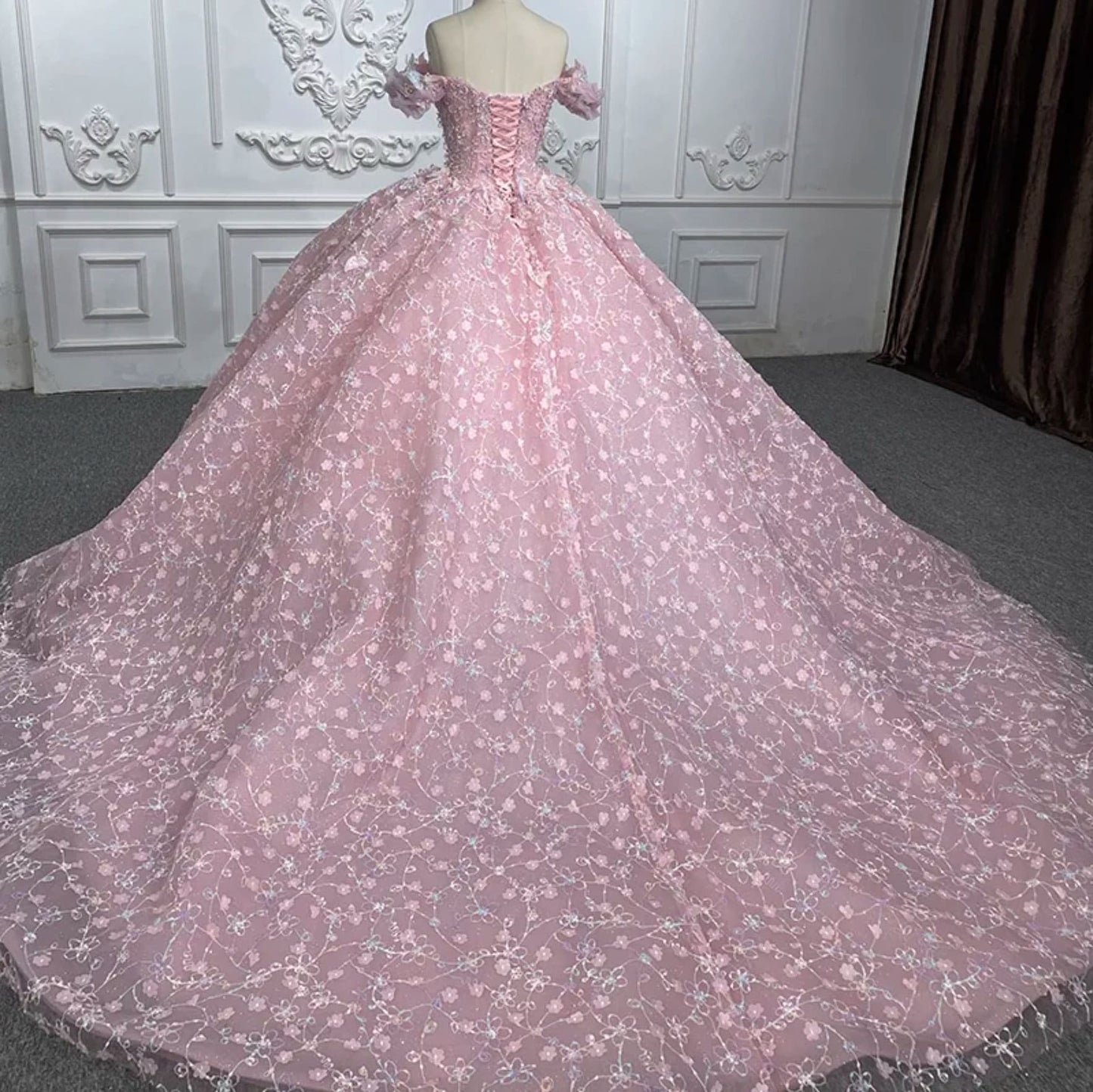 Off The Shoulder Sweetheart Beaded & Sequin Butterflies And Flowers Princess Quinceañera Sweet Sixteen Special Occasion Pageant Party Gown