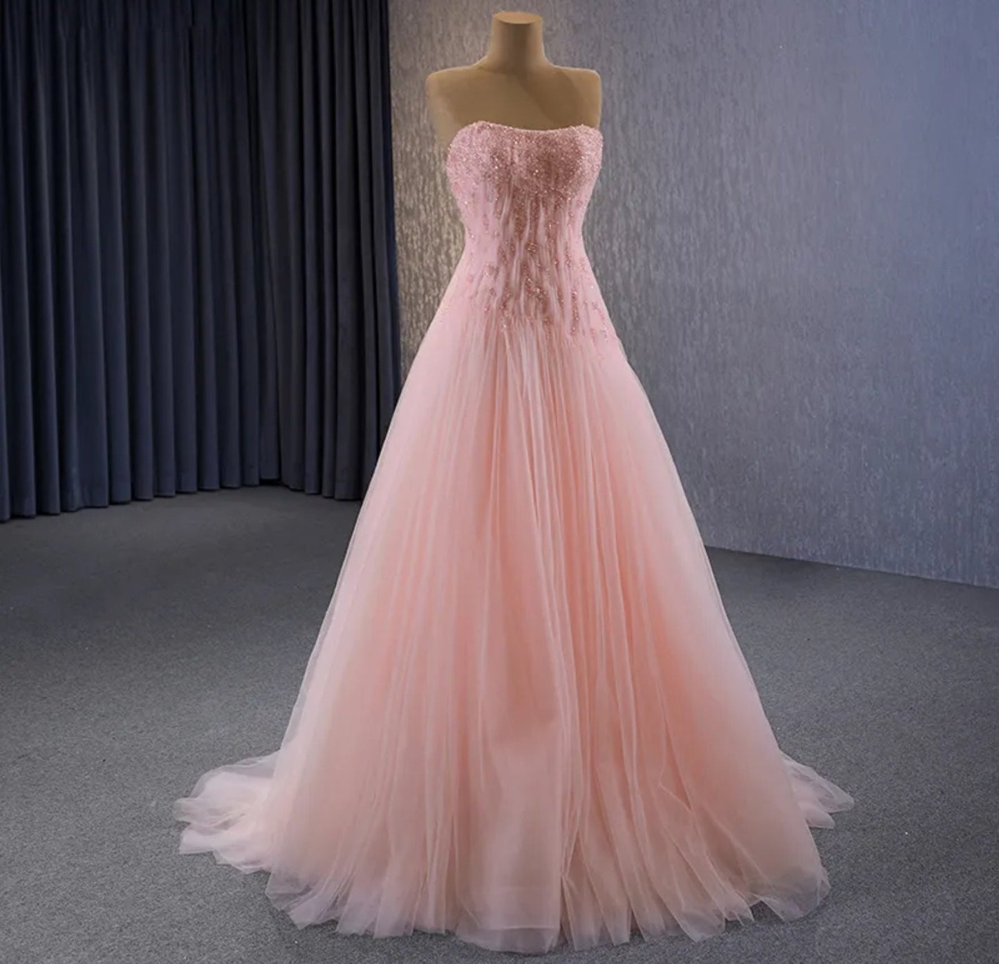 Strapless Organza Scoop Neck Beaded Crystal Pleated Mother Of The Bride Special Occasion Homecoming Prom Event Gown