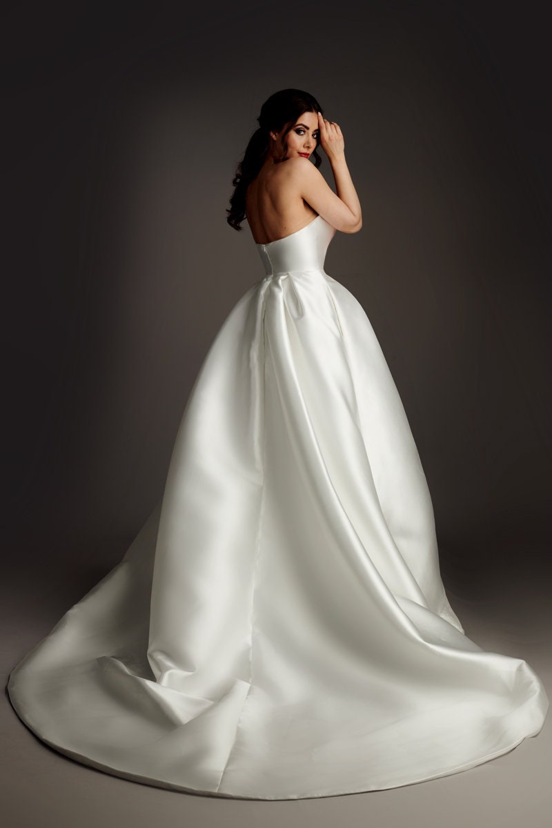 Strapless Sweetheart Pleated Shimmering Petal A-Line Gown