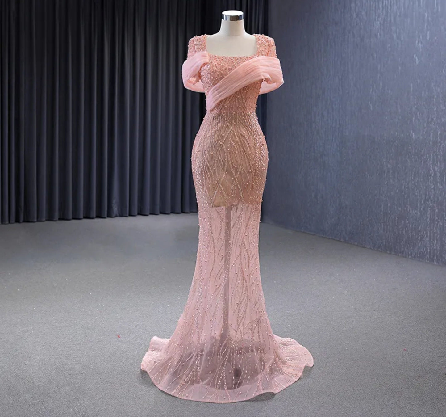 Mother Of The Bride Special Occasion Engagement Party Pearl Beaded Sequin 2 In 1 Sheath To Mermaid Gown