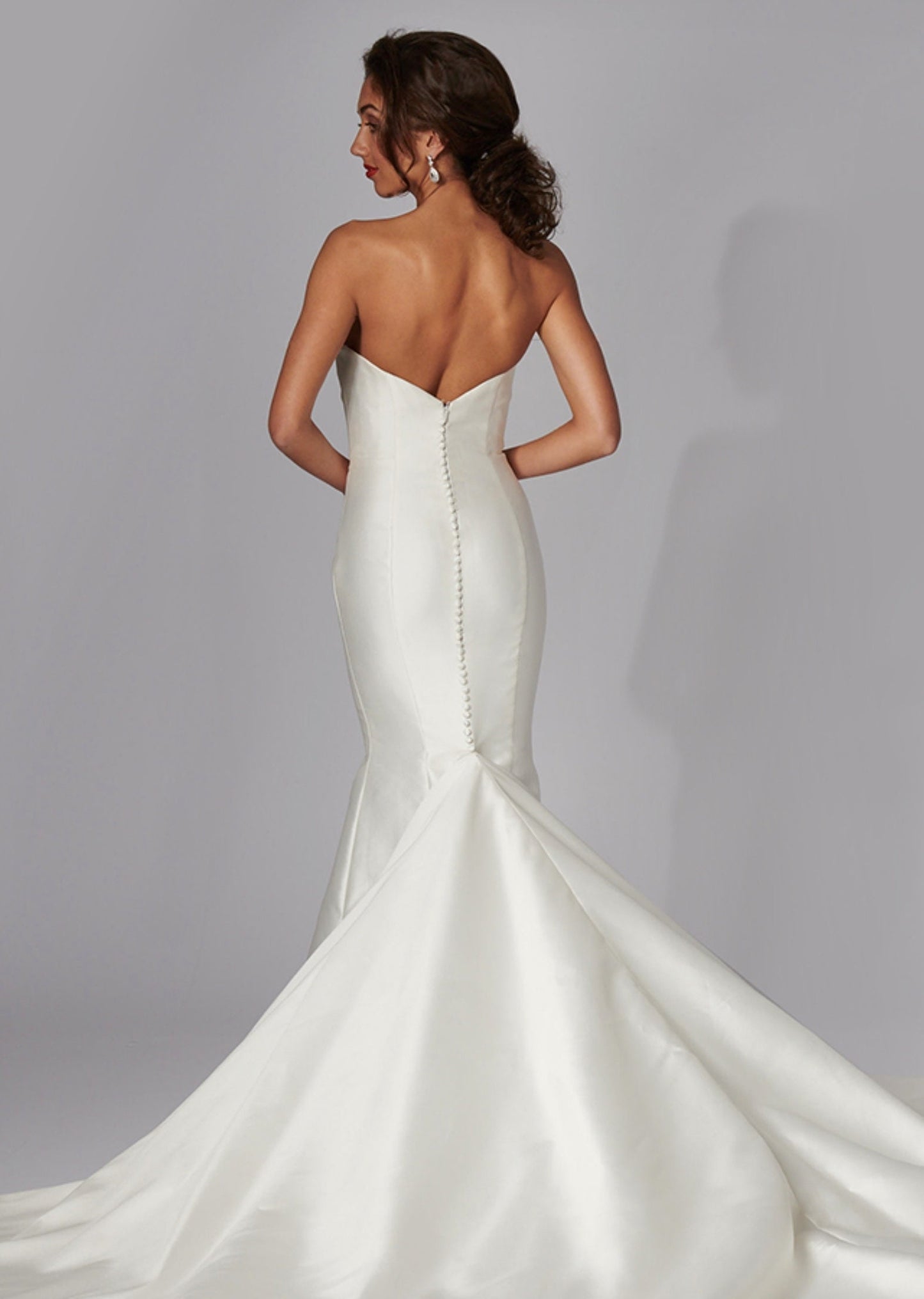 Fit & Flare Hidden Sweetheart Pleated Gown With Detached Over The Shoulder Capelette