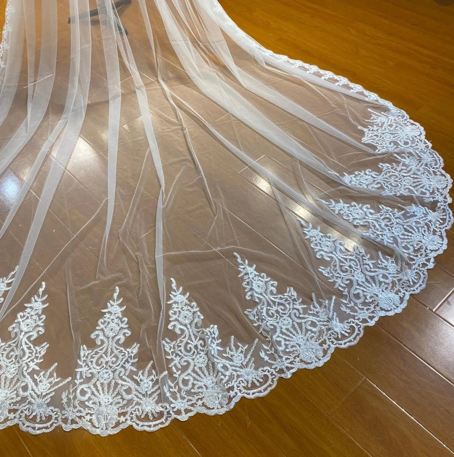 Simple Lace Appliqué Edge Trimmed Veil