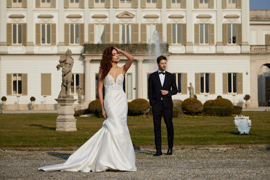 Floral Strapless Sweetheart Beaded Sequin Bodice Pleated With Elegantly Ruched & Pulled Side Hem Mermaid Gown