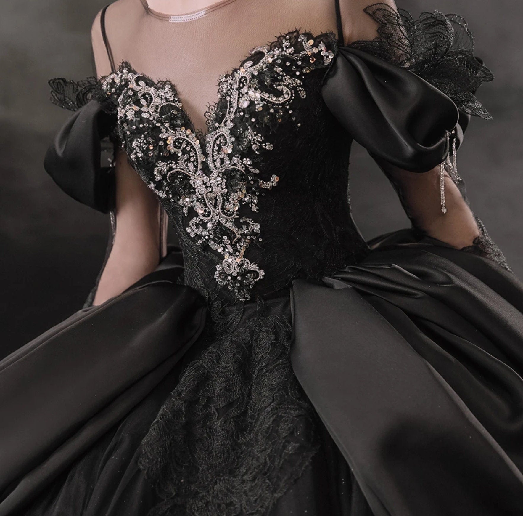 black sheer illusion dress Jluxlabel Women's Midnight Illusion Maxi Gown - Black