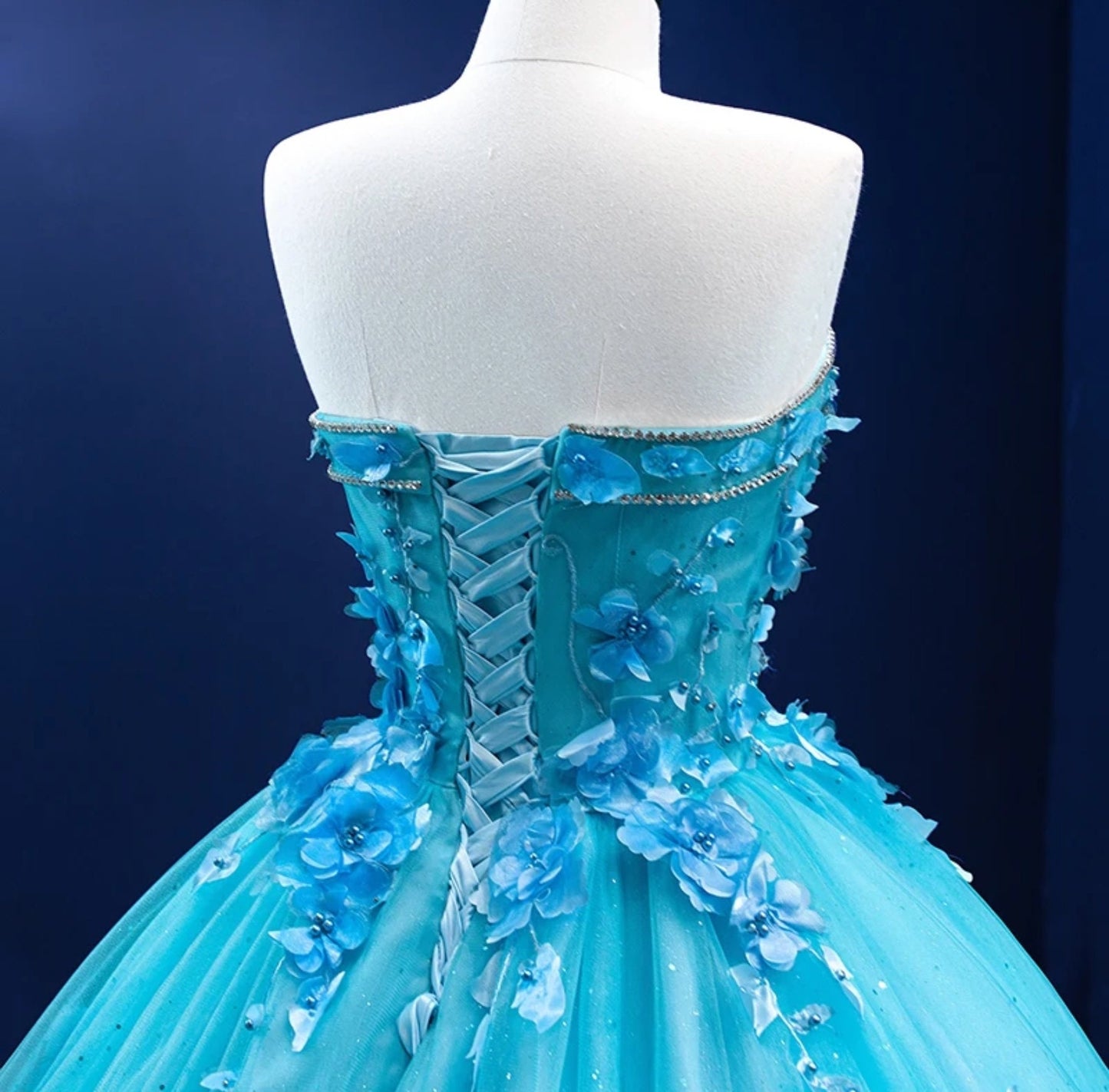 Crystal Beaded Sweetheart Trim 3D Floral A-Line Quinceañera, Special Occasion, Bat Mitzvah, Pageant, Gala Princess Gown