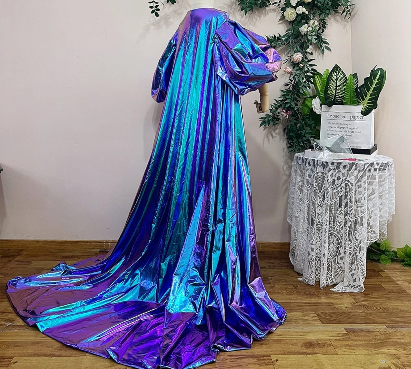 Eclectic Cosplay, Special Occasion, Party, Celebration Event Multi Color Metallic Puff Cape Jacket