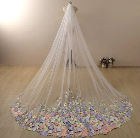 Botanical Country Floral Bridal Veil