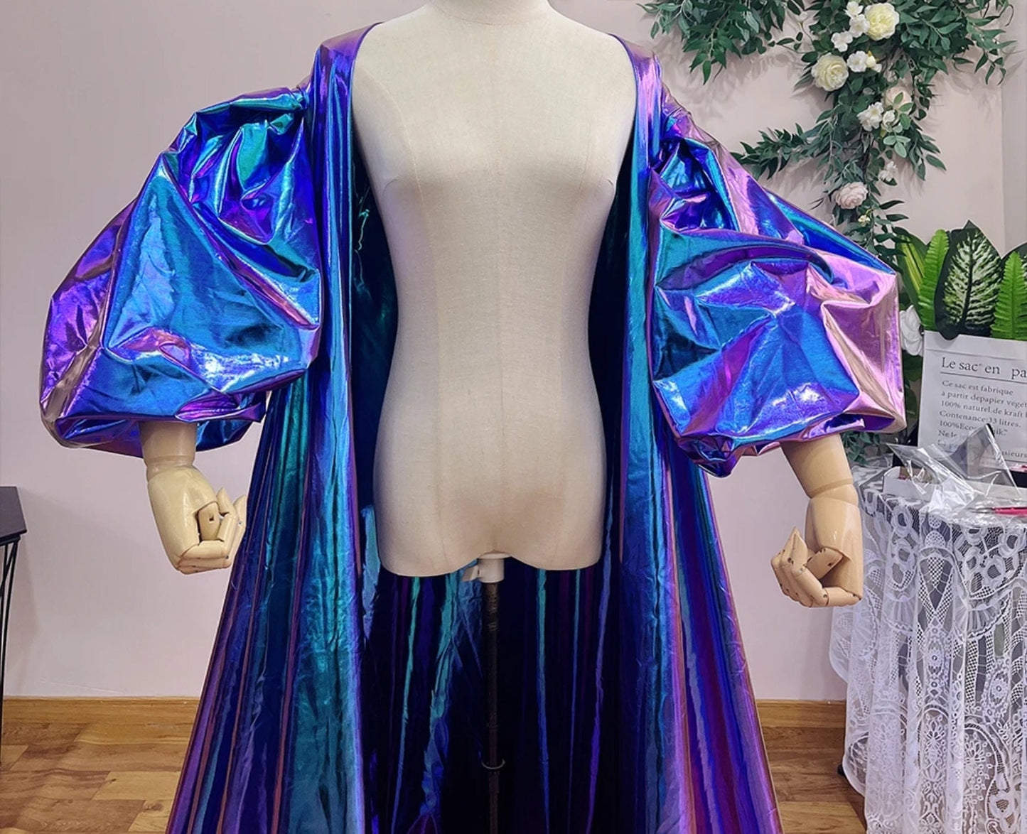 Eclectic Cosplay, Special Occasion, Party, Celebration Event Multi Color Metallic Puff Cape Jacket