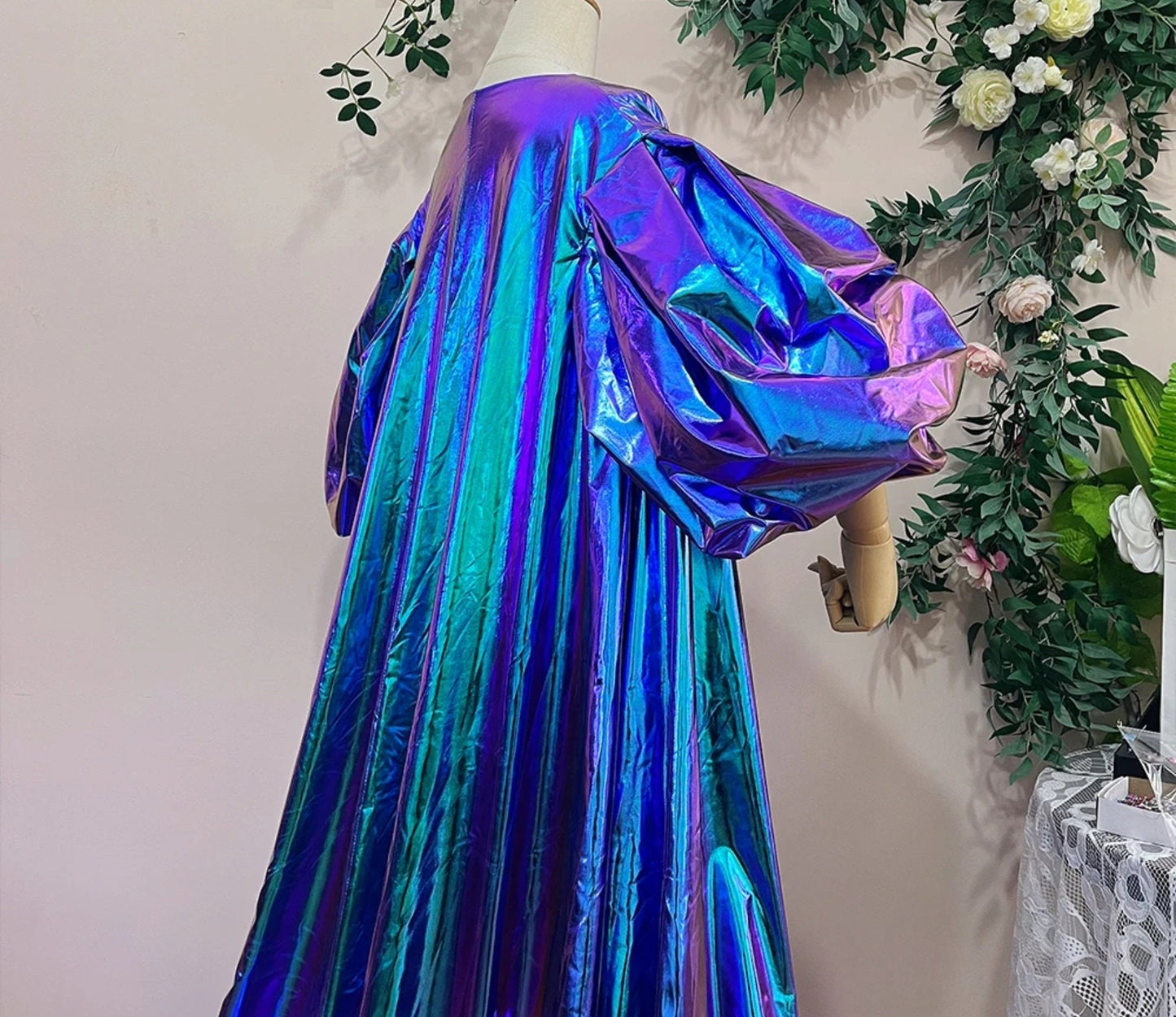 Eclectic Cosplay, Special Occasion, Party, Celebration Event Multi Color Metallic Puff Cape Jacket