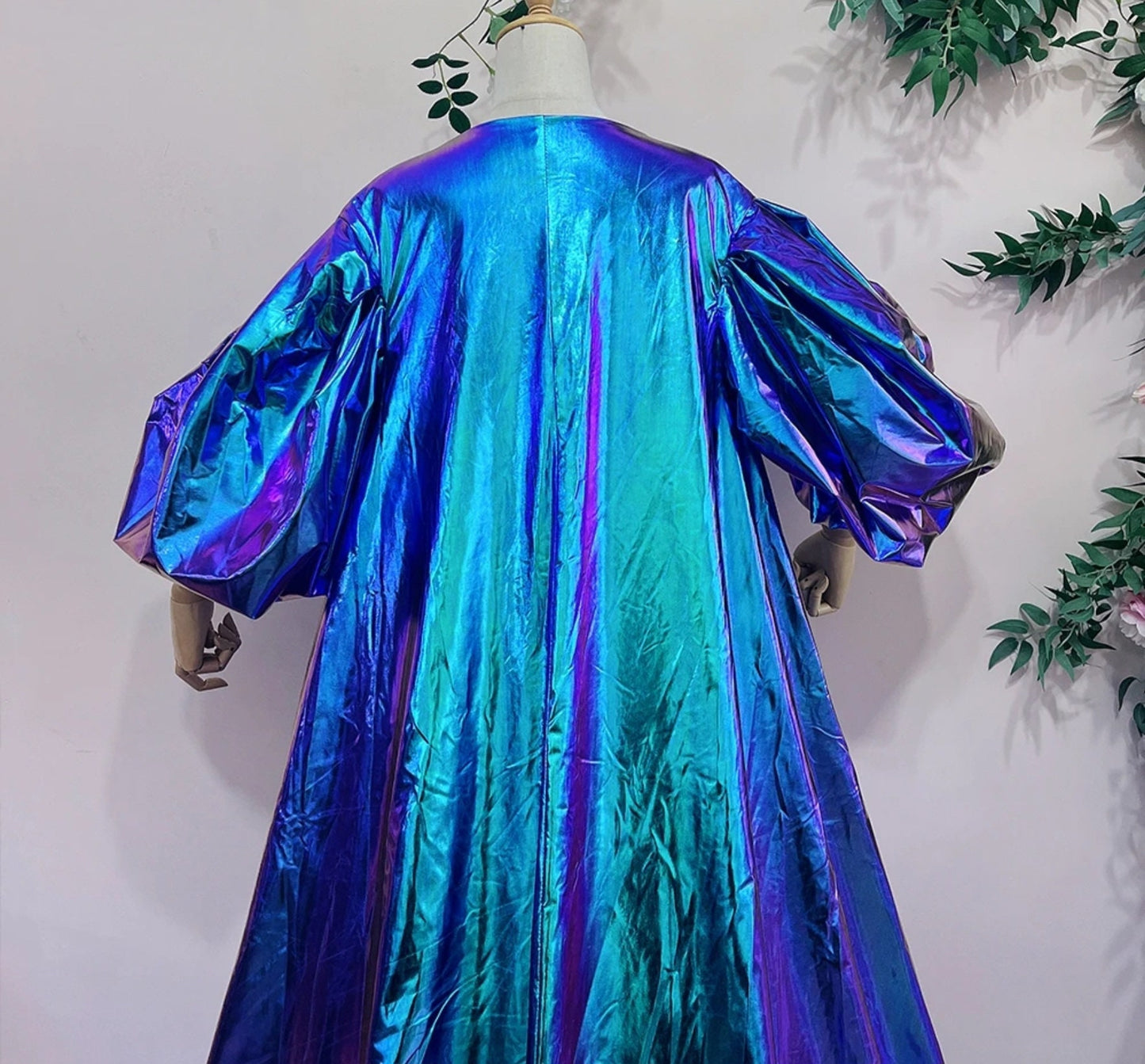 Eclectic Cosplay, Special Occasion, Party, Celebration Event Multi Color Metallic Puff Cape Jacket