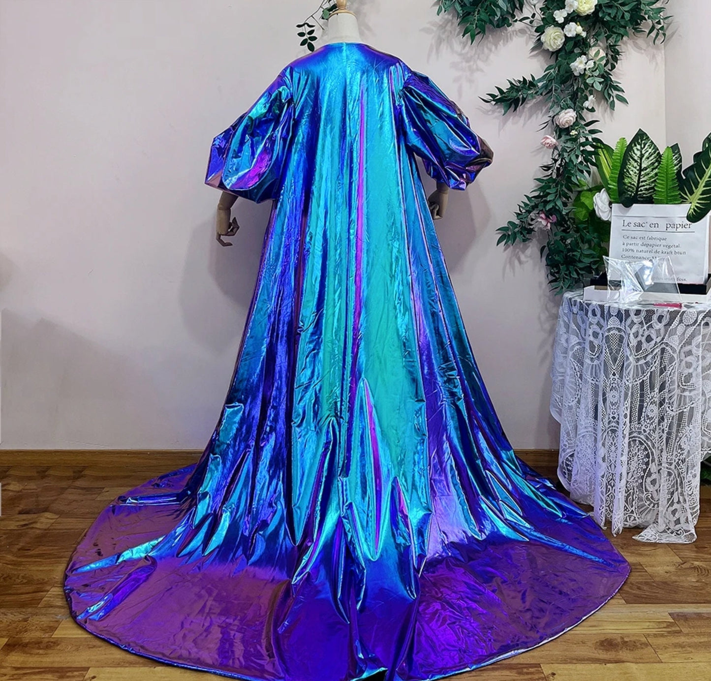 Eclectic Cosplay, Special Occasion, Party, Celebration Event Multi Color Metallic Puff Cape Jacket