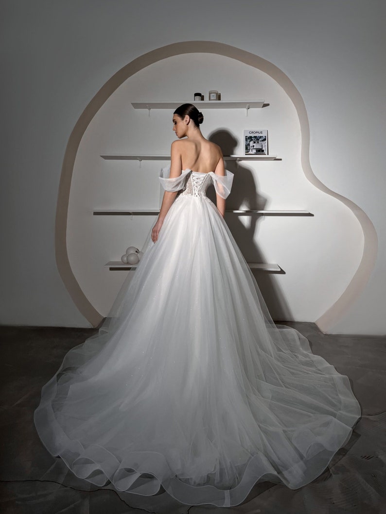 Off The Shoulder Shimmering Floral Enchanted Sweetheart A-Line Bridal Gown