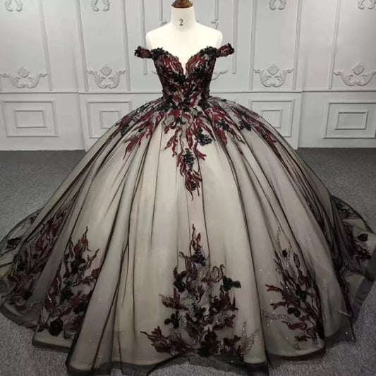 Off The Shoulder Shimmer Appliqué Quinceañera Ball Gown