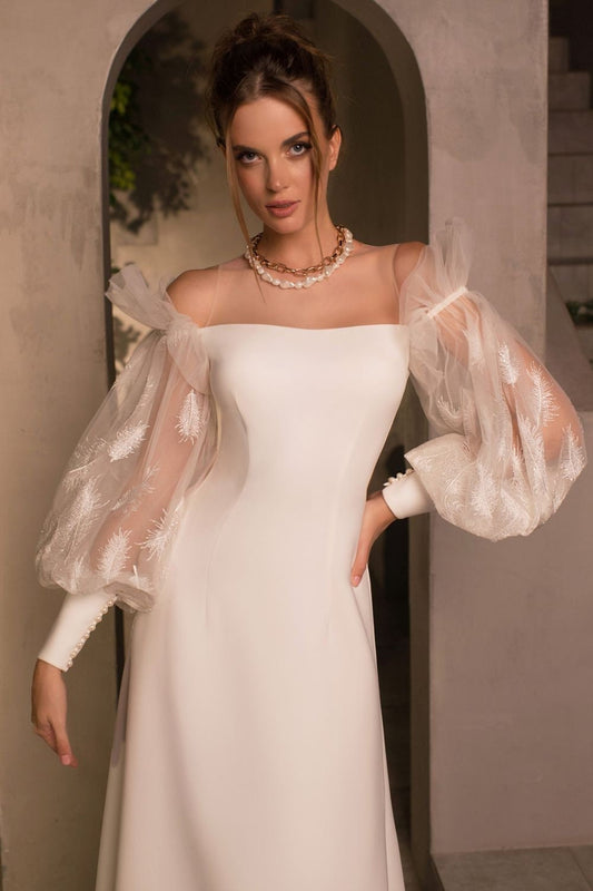 Detached Shimmering Feather Bicep Frill Sleeves