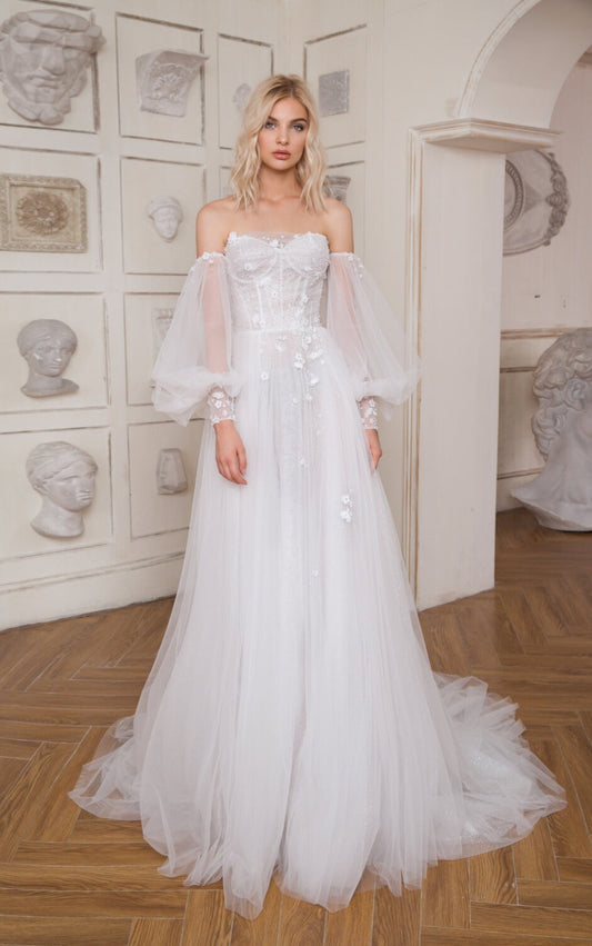 Detached Delicate And Petite Floral Bicep And Wrist Sheer Tulle Sleeves