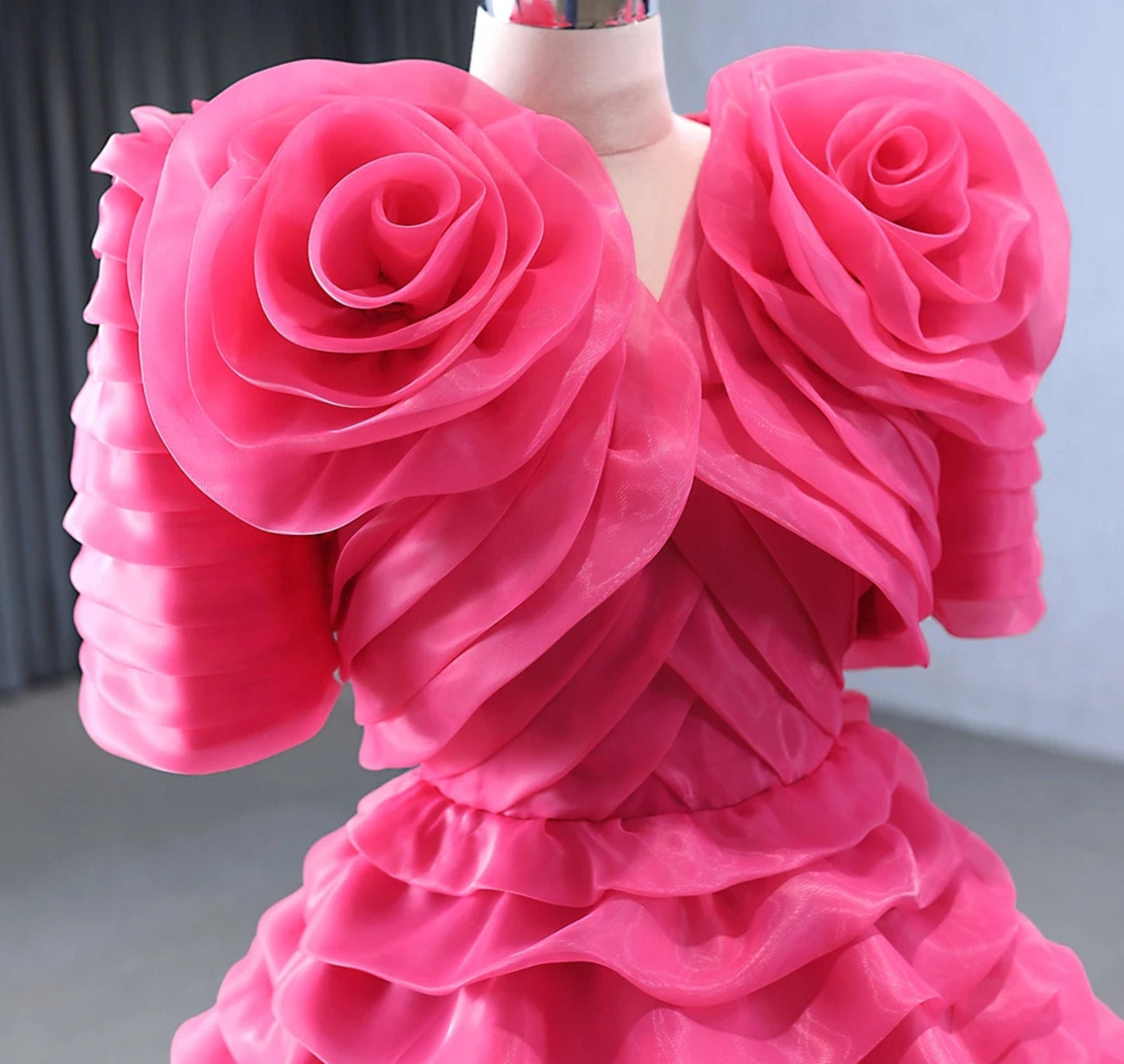 Sleeveless Layered Ruffle Sweetheart A-Line Mother Of The Bride, Special Occasion, Event, Gala Gown With Matching Sculpted Flower Jacket