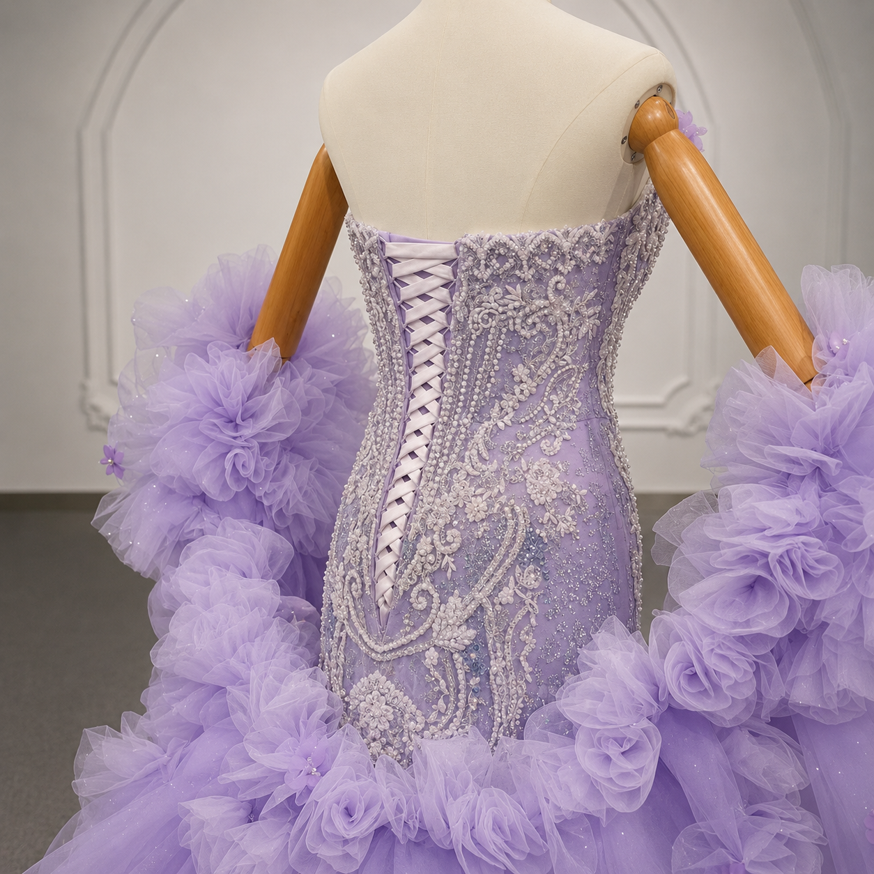 Beautiful Purple Strapless Multi Beaded 2026 Floral Scoop Neck Mermaid Formal, Quinceañera,Party, Special Occasion Gown With Matching Cape