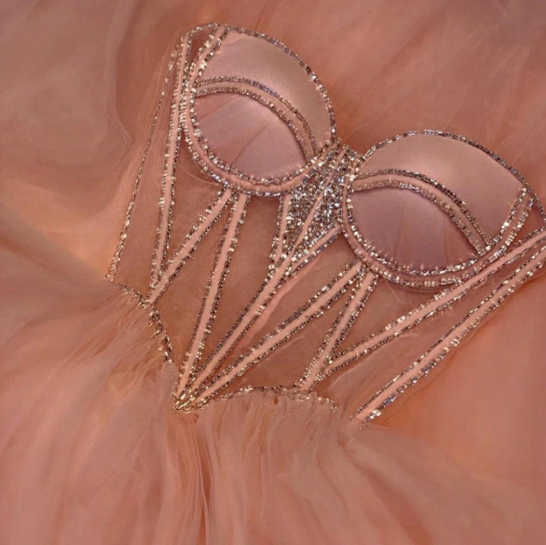 Sleeveless/Strapless Crystal Beaded Sweetheart Tulle Dress