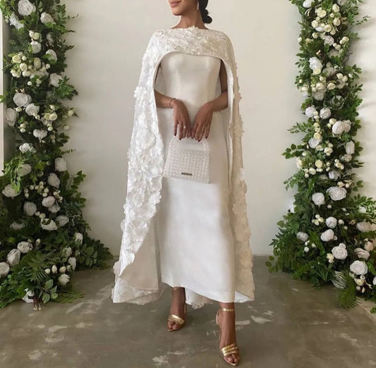 Botanical 3D Floral Ankle Length Bolero Cape