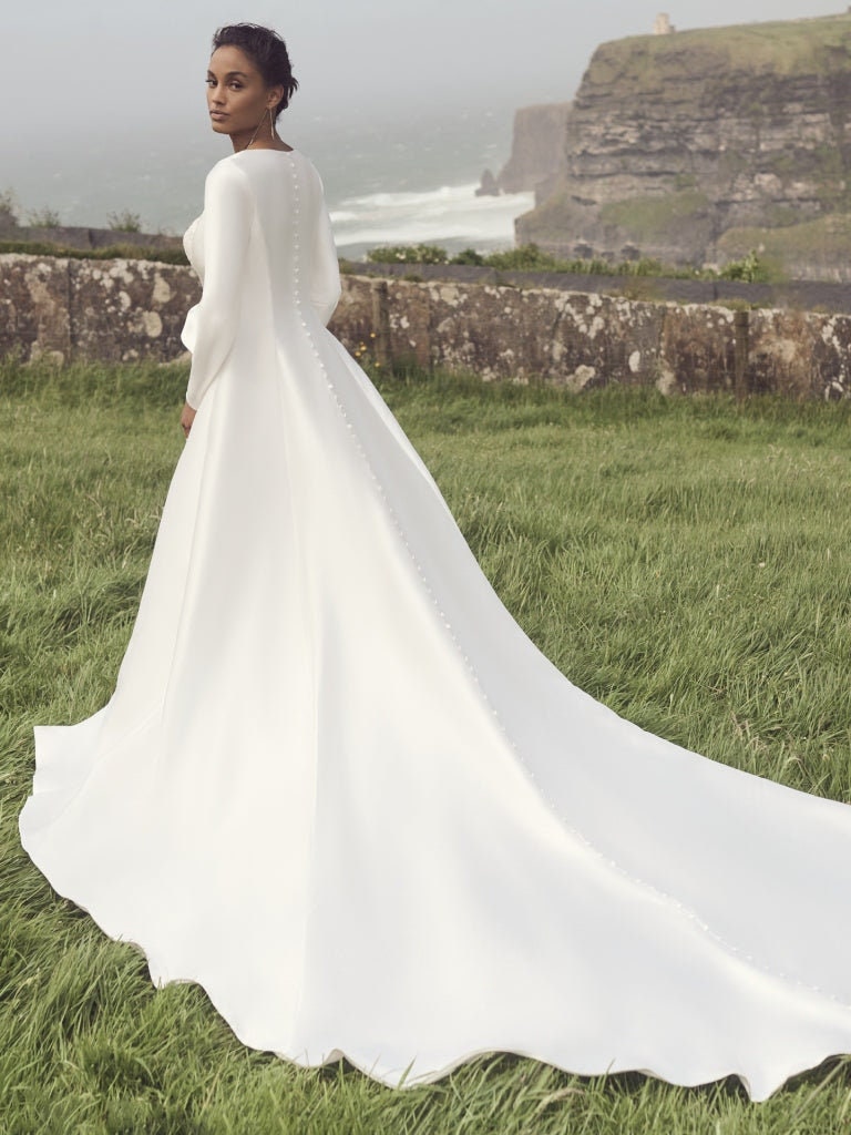 Beautiful Satin Bow Knot Front Tied Bridal Special Occasion Long Sleeve Jacket